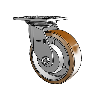 4 Series 2 Inch Wide Top Plate Swivel Caster with 6 x 2 Moldon Nylon (Aluminum Core) Wheel