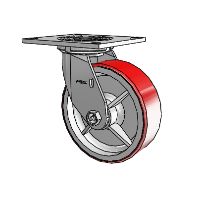 4 Series 2 Inch Wide Top Plate Swivel Caster with 6 x 2 Moldon Polyurethane (Cast Iron Core) Wheel