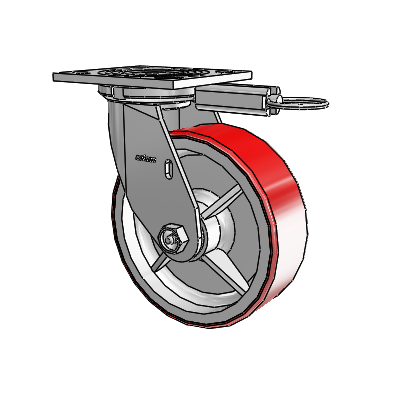 4 Series 2 Inch Wide Top Plate Swivel Caster with 6 x 2 Moldon Polyurethane (Cast Iron Core) Wheel