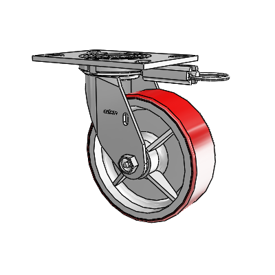 4 Series 2 Inch Wide Top Plate Swivel Caster with 6 x 2 Moldon Polyurethane (Cast Iron Core) Wheel
