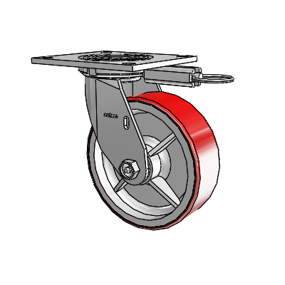 4 Series 2 Inch Wide Top Plate Swivel Caster with 6 x 2 Moldon Polyurethane (Cast Iron Core) Wheel