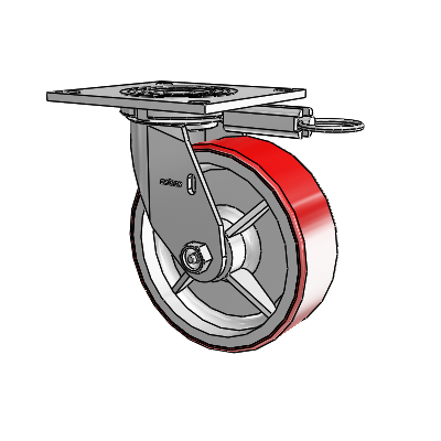4 Series 2 Inch Wide Top Plate Swivel Caster with 6 x 2 Moldon Polyurethane (Cast Iron Core) Wheel
