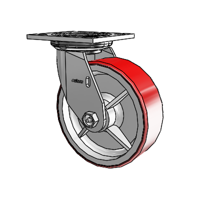 4 Series 2 Inch Wide Top Plate Swivel Caster with 6 x 2 Moldon Polyurethane (Cast Iron Core) Wheel