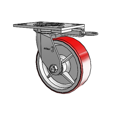 4 Series 2 Inch Wide Top Plate Swivel Caster with 6 x 2 Moldon Polyurethane (Cast Iron Core) Wheel