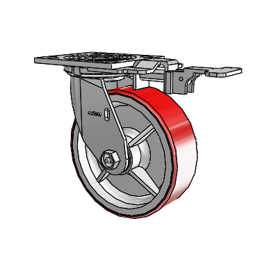 4 Series 2 Inch Wide Top Plate Swivel Caster with 6 x 2 Moldon Polyurethane (Cast Iron Core) Wheel