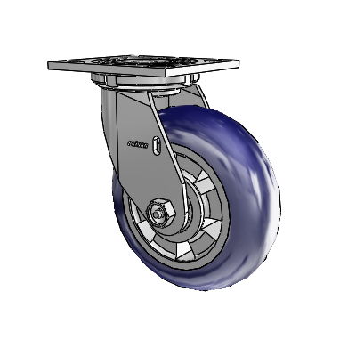 4 Series 2 Inch Wide Top Plate Swivel Caster with 6 x 2 Triumph (Round/Blue) Wheel