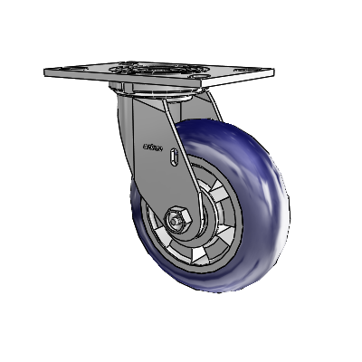 4 Series 2 Inch Wide Top Plate Swivel Caster with 6 x 2 Triumph (Round/Blue) Wheel