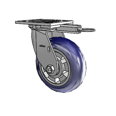 4 Series 2 Inch Wide Top Plate Swivel Caster with 6 x 2 Triumph (Round/Blue) Wheel