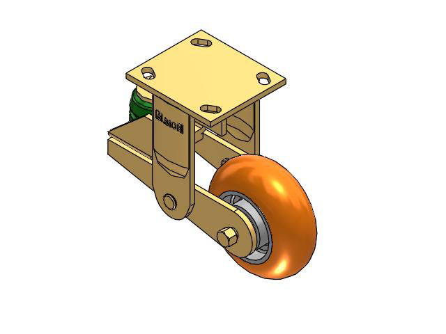 141 Series Top Plate Rigid Caster with 5 x 2 Orange Tread on Aluminum Core AN - Round Polyurethane (Aluminum Core) Wheel