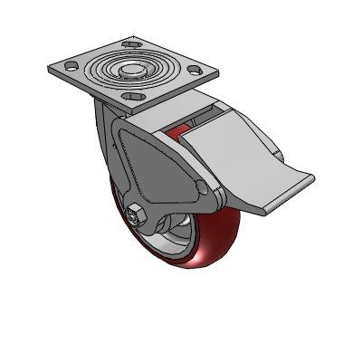 4 Series 2 Inch Wide Top Plate Swivel Caster with 6 x 2 CG Max Maroon Wheel and Total Lock Brake