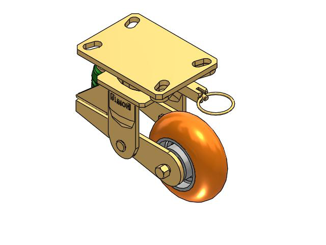 141 Series Top Plate Swivel Caster with 5 x 2 Orange Tread on Aluminum Core AN - Round Polyurethane (Aluminum Core) Wheel