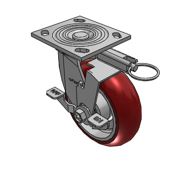 4 Series 2 Inch Wide Top Plate Swivel Caster with 6 x 2 CG Max Maroon Wheel and Top Lock Brake
