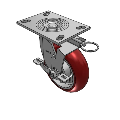 4 Series 2 Inch Wide Top Plate Swivel Caster with 6 x 2 CG Max Maroon Wheel and Top Lock Brake