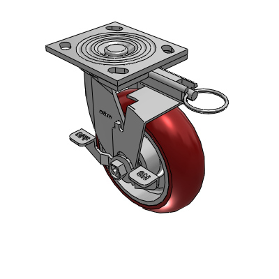 4 Series 2 Inch Wide Top Plate Swivel Caster with 6 x 2 CG Max Maroon Wheel and Top Lock Brake
