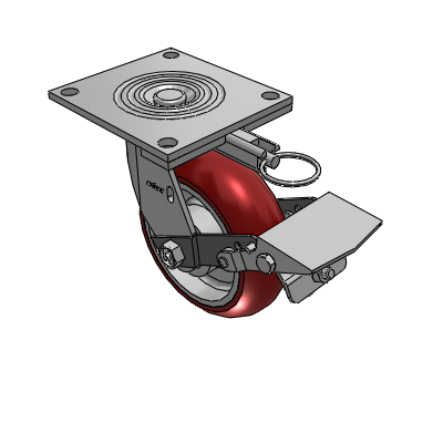 4 Series 2 Inch Wide Top Plate Swivel Caster with 6 x 2 CG Max Maroon Wheel and Tread Lock Brake
