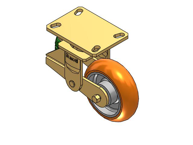 141 Series Top Plate Swivel Caster with 6 x 2 Orange Tread on Aluminum Core AN - Round Polyurethane (Aluminum Core) Wheel