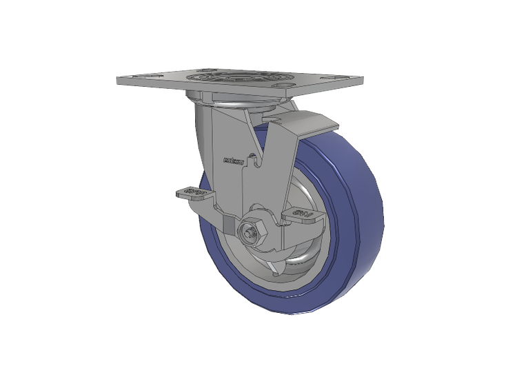 4 Series 2 Inch Wide Top Plate Swivel Caster with 6 x 2 HydroTech (Flat) Wheel and Top Lock Brake