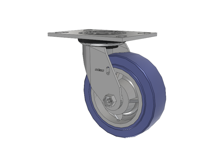 4 Series 2 Inch Wide Top Plate Swivel Caster with 6 x 2 HydroTech (Flat) Wheel