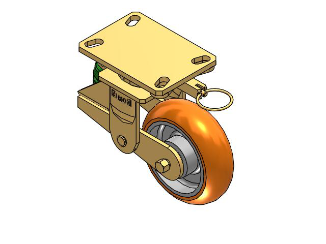 141 Series Top Plate Swivel Caster with 6 x 2 Orange Tread on Aluminum Core AN - Round Polyurethane (Aluminum Core) Wheel