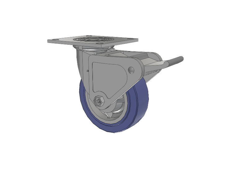 4 Series 2 Inch Wide Top Plate Swivel Caster with 6 x 2 HydroTech (Flat) Wheel and Tech Lock Brake