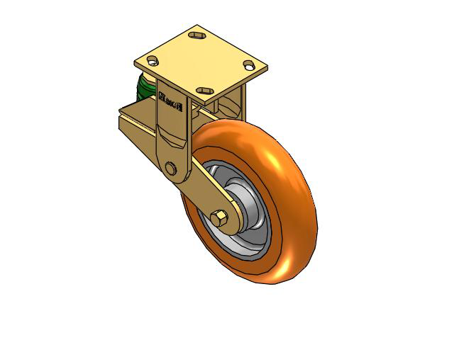 141 Series Top Plate Rigid Caster with 8 x 2 Orange Tread on Aluminum Core AN - Round Polyurethane (Aluminum Core) Wheel