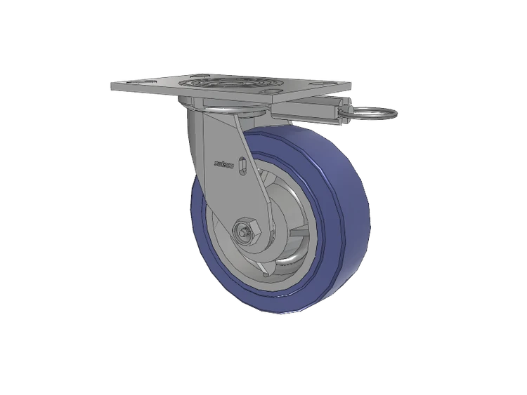 4 Series 2 Inch Wide Top Plate Swivel Caster with 6 x 2 HydroTech (Flat) Wheel