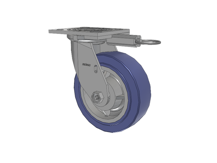 4 Series 2 Inch Wide Top Plate Swivel Caster with 6 x 2 HydroTech (Flat) Wheel