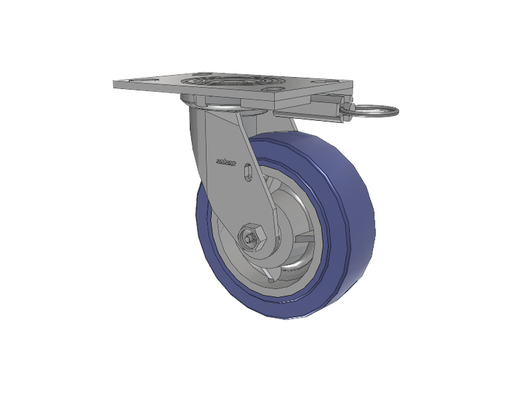 4 Series 2 Inch Wide Top Plate Swivel Caster with 6 x 2 HydroTech (Flat) Wheel