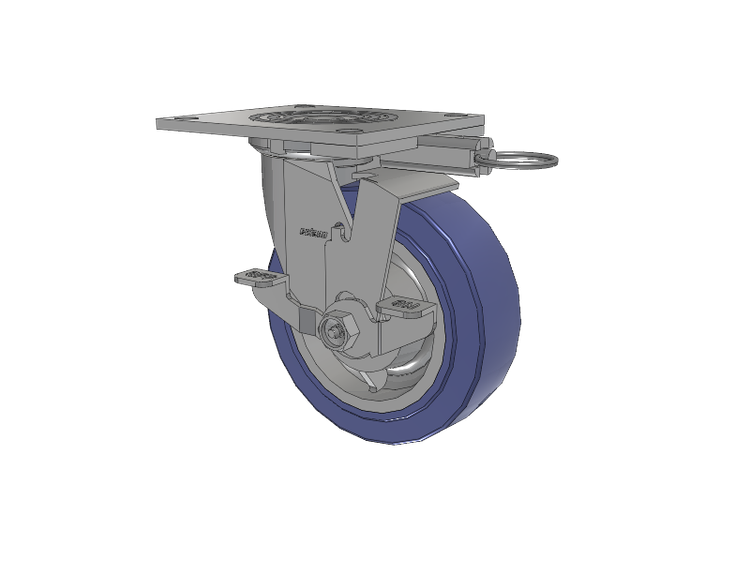 4 Series 2 Inch Wide Top Plate Swivel Caster with 6 x 2 HydroTech (Flat) Wheel and Top Lock Brake