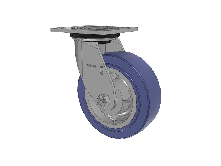 4 Series 2 Inch Wide Top Plate Swivel Caster with 6 x 2 HydroTech (Flat) Wheel