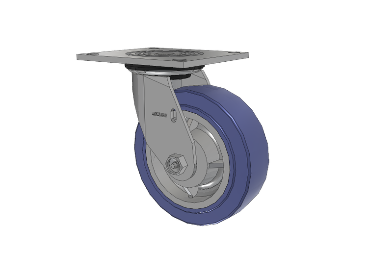 4 Series 2 Inch Wide Top Plate Swivel Caster with 6 x 2 HydroTech (Flat) Wheel