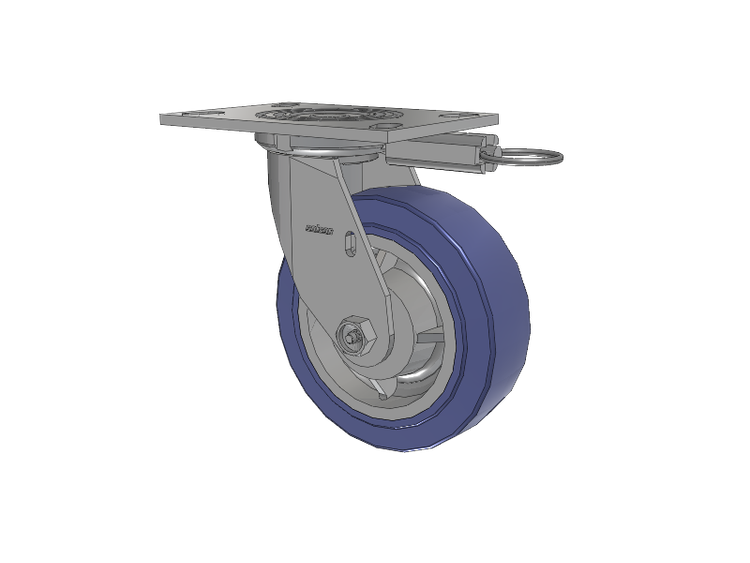 4 Series 2 Inch Wide Top Plate Swivel Caster with 6 x 2 HydroTech (Flat) Wheel