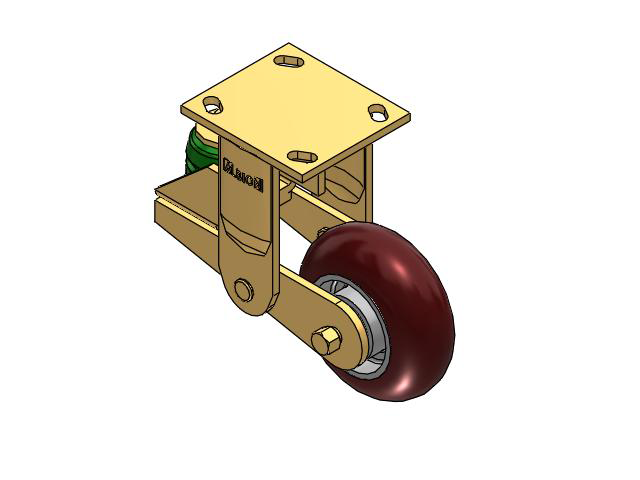 141 Series Top Plate Rigid Caster with 5 x 2 Maroon Tread on Aluminum Core AX - Round Polyurethane (Aluminum Core) Wheel