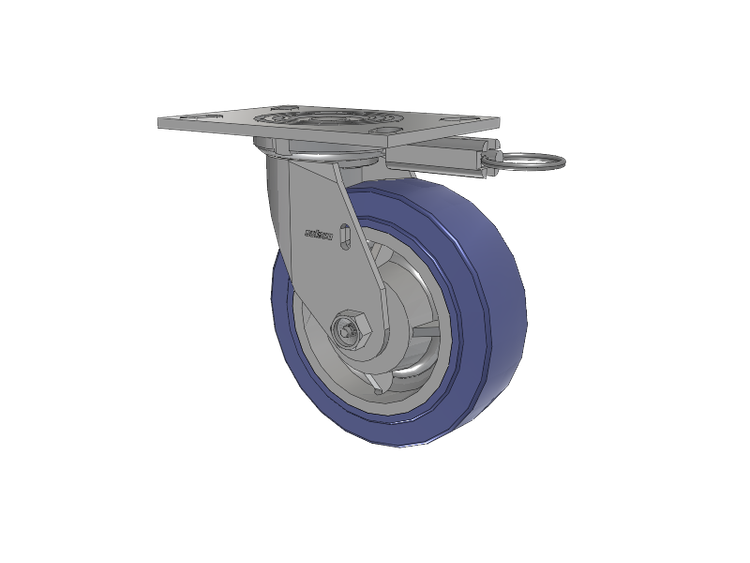 4 Series 2 Inch Wide Top Plate Swivel Caster with 6 x 2 HydroTech (Flat) Wheel