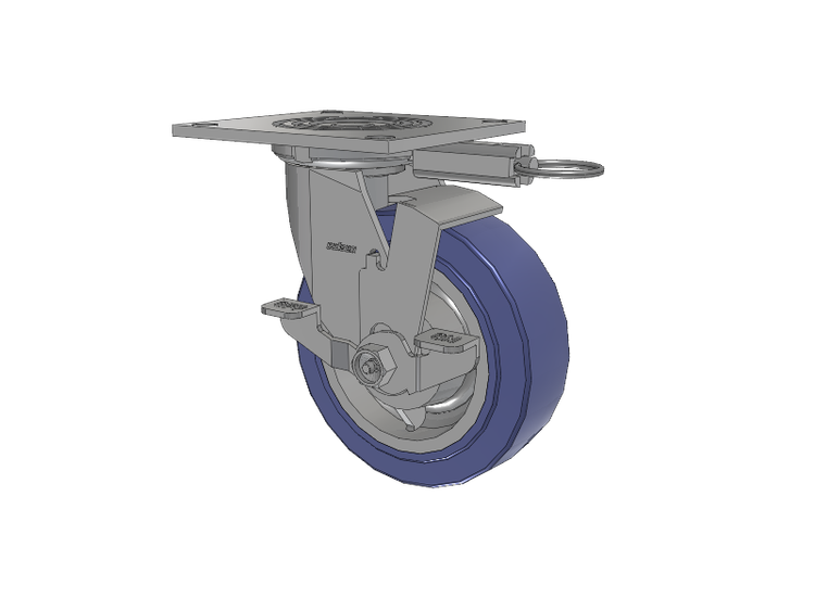 4 Series 2 Inch Wide Top Plate Swivel Caster with 6 x 2 HydroTech (Flat) Wheel and Top Lock Brake