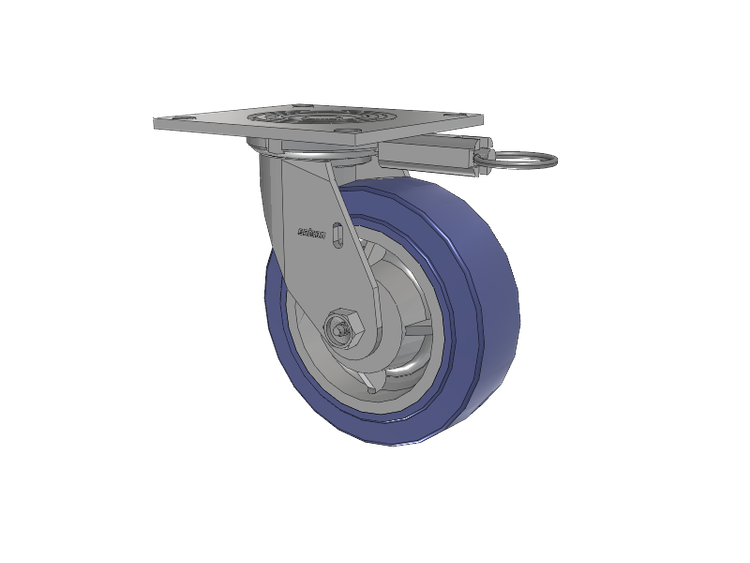 4 Series 2 Inch Wide Top Plate Swivel Caster with 6 x 2 HydroTech (Flat) Wheel