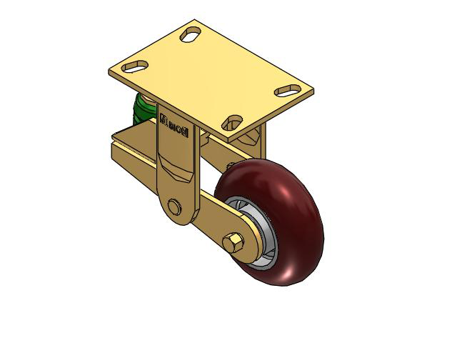 141 Series Top Plate Rigid Caster with 5 x 2 Maroon Tread on Aluminum Core AX - Round Polyurethane (Aluminum Core) Wheel