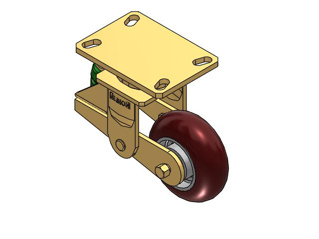 141 Series Top Plate Swivel Caster with 5 x 2 Maroon Tread on Aluminum Core AX - Round Polyurethane (Aluminum Core) Wheel