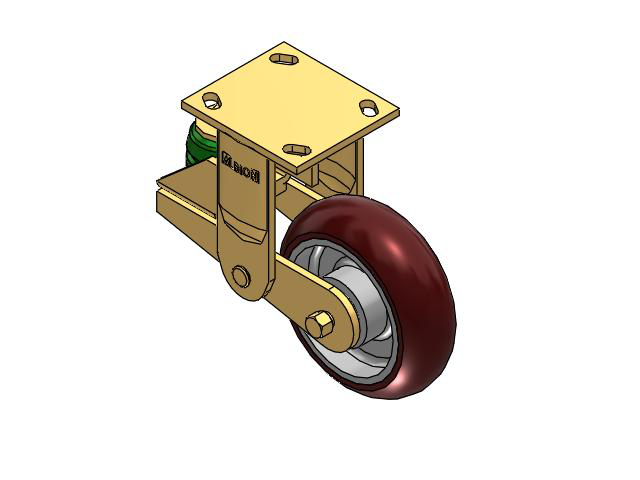 141 Series Top Plate Rigid Caster with 6 x 2 Maroon Tread on Aluminum Core AX - Round Polyurethane (Aluminum Core) Wheel
