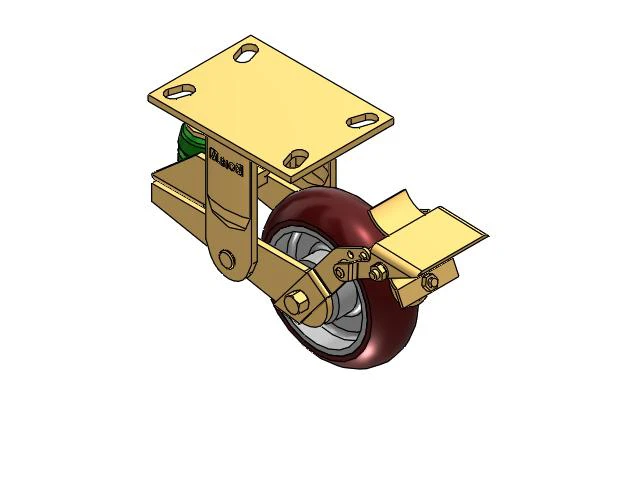 141 Series Top Plate Rigid Caster with 6 x 2 Maroon Tread on Aluminum Core AX - Round Polyurethane (Aluminum Core) Wheel and Brake