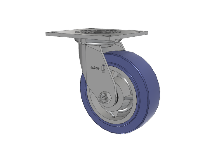 4 Series 2 Inch Wide Top Plate Swivel Caster with 6 x 2 HydroTech (Flat) Wheel