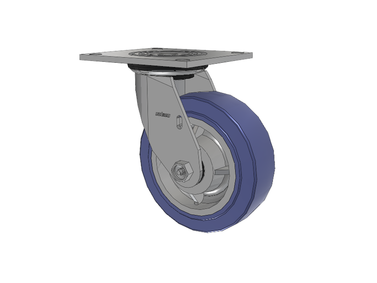 4 Series 2 Inch Wide Top Plate Swivel Caster with 6 x 2 HydroTech (Flat) Wheel