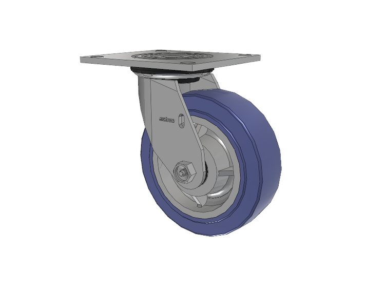4 Series 2 Inch Wide Top Plate Swivel Caster with 6 x 2 HydroTech (Flat) Wheel
