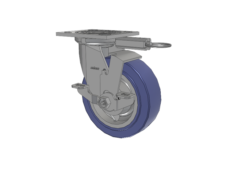 4 Series 2 Inch Wide Top Plate Swivel Caster with 6 x 2 HydroTech (Flat) Wheel and Top Lock Brake