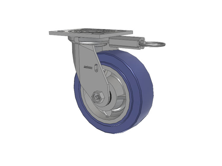 4 Series 2 Inch Wide Top Plate Swivel Caster with 6 x 2 HydroTech (Flat) Wheel