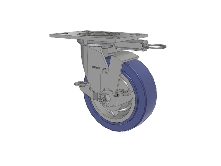4 Series 2 Inch Wide Top Plate Swivel Caster with 6 x 2 HydroTech (Flat) Wheel and Top Lock Brake