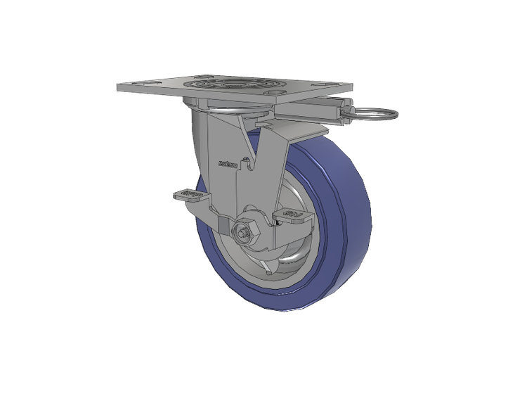 4 Series 2 Inch Wide Top Plate Swivel Caster with 6 x 2 HydroTech (Flat) Wheel and Top Lock Brake