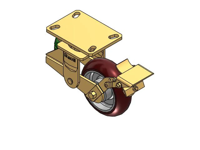 141 Series Top Plate Swivel Caster with 6 x 2 Maroon Tread on Aluminum Core AX - Round Polyurethane (Aluminum Core) Wheel and Brake