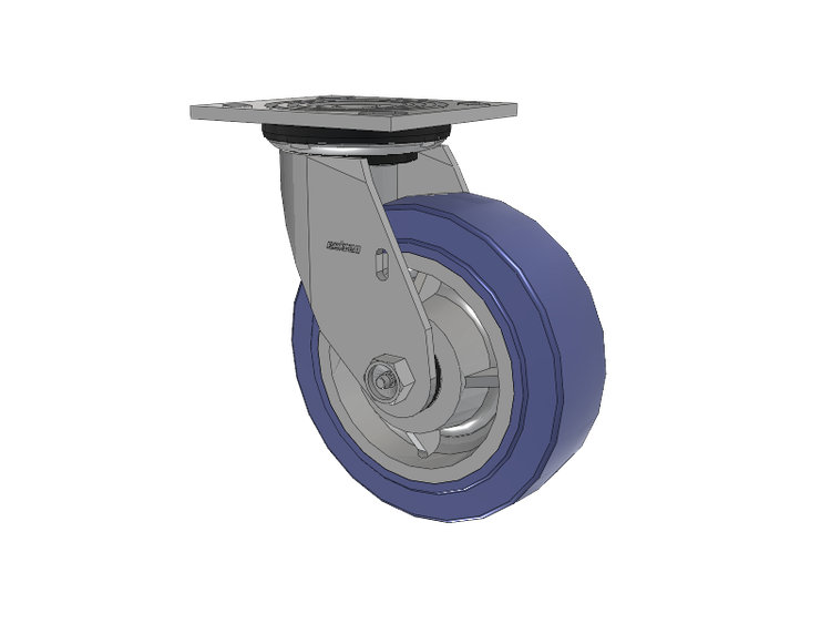 4 Series 2 Inch Wide Top Plate Swivel Caster with 6 x 2 HydroTech (Flat) Wheel