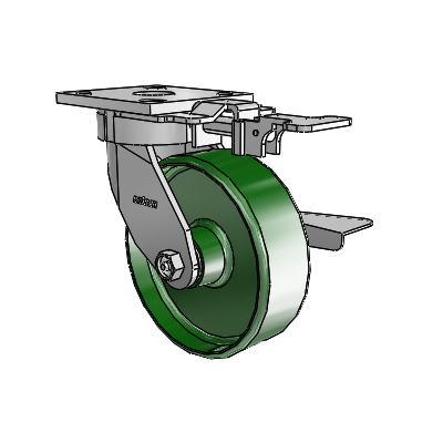 4 Series Kingpinless Casters Top Plate Swivel Caster with 6 x 2 Cast Iron wheel and Side Lock Brake